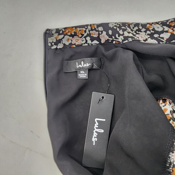 Lulus Autumn Bliss Cutout Mini Dress Size XL Dark Floral Long Sleeve  Boho - Picture 9 of 14